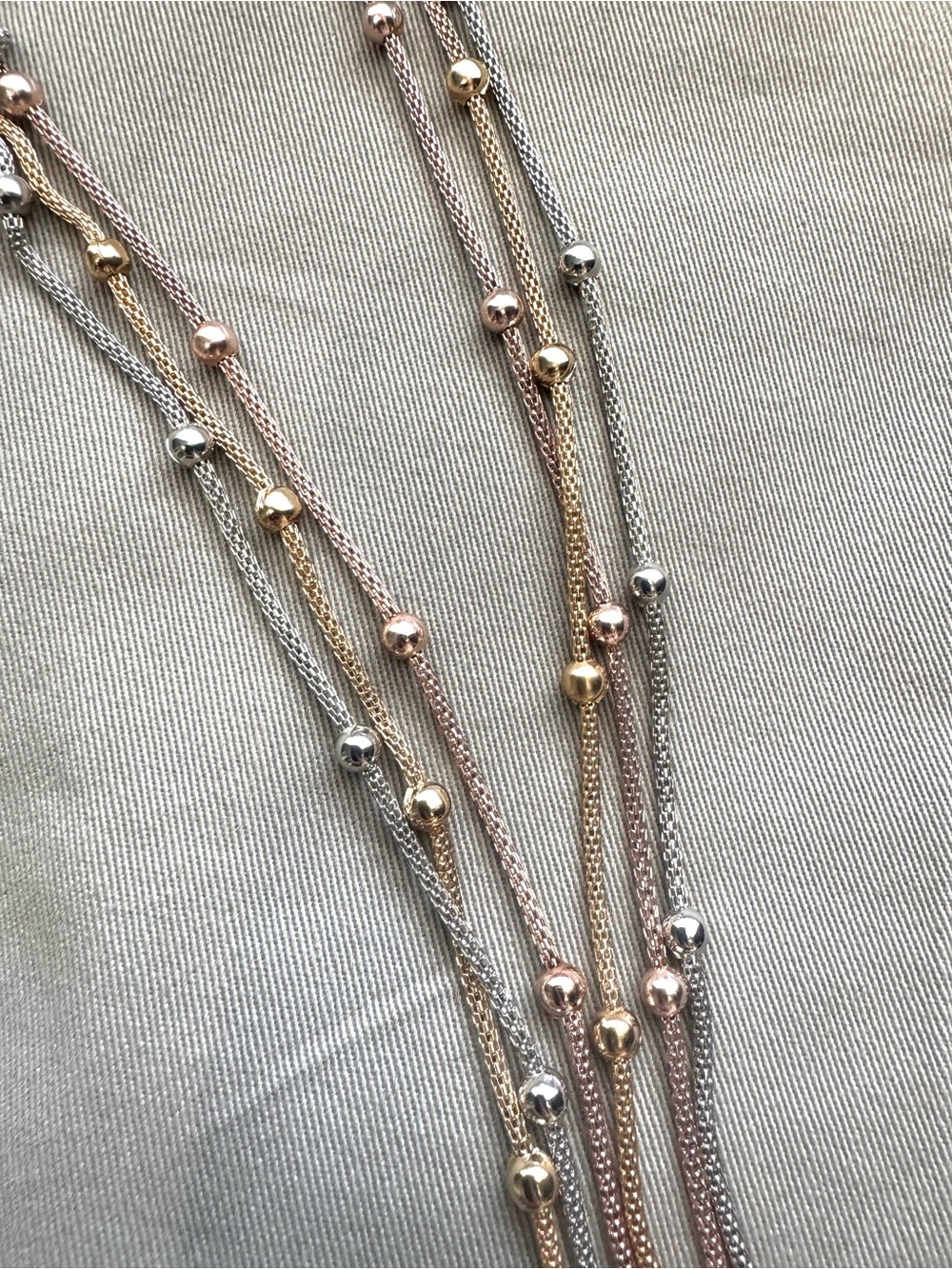 Pandora Tri-Color Layered Necklace with Pave Ball Pendant - Picture 7 of 16